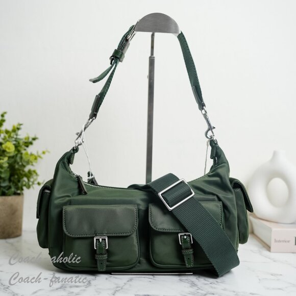 Tory Burch Nylon Convertible Shoulder Bag Crossbody in Basil NWT